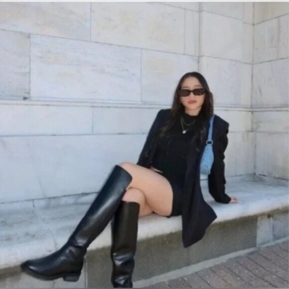 Women's Hope Tall Ankle Zip Boots- A New Day Black 8 - Picture 1 of 8
